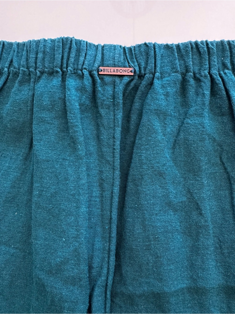 Billabong Teal Button Front Midi Skirt Wood Buttons Linen Blend Boho Coastal - Picture 6 of 7